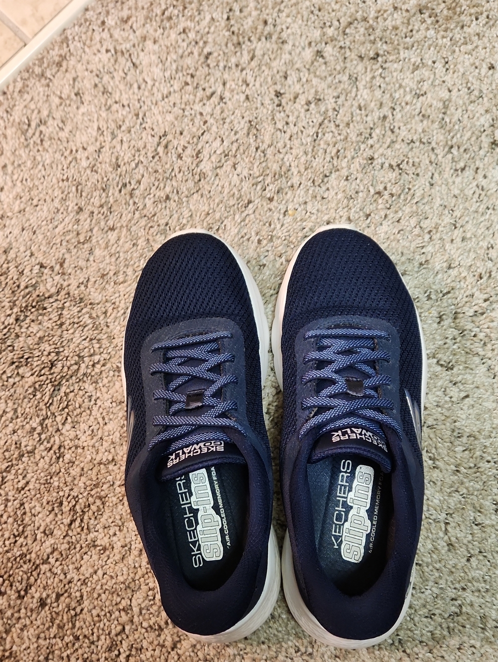 Skechers Women's Navy Mesh Slip-On Athletic Sneakers